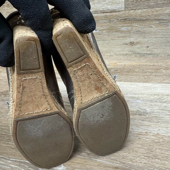 Toms Bennet Metallic Peep Toe Cork Wedge Shoe Women's Size 8 - Picture 4 of 6